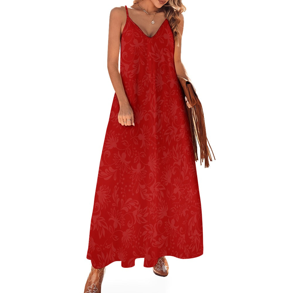 Red Floral Women's Summer Fashion Slip Dress