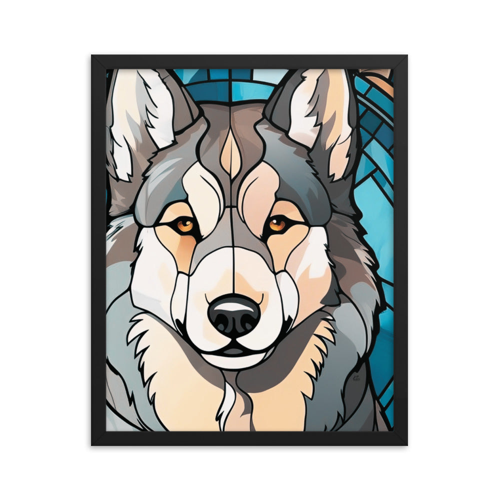 Siberian Husky Stained Glass Look Framed poster