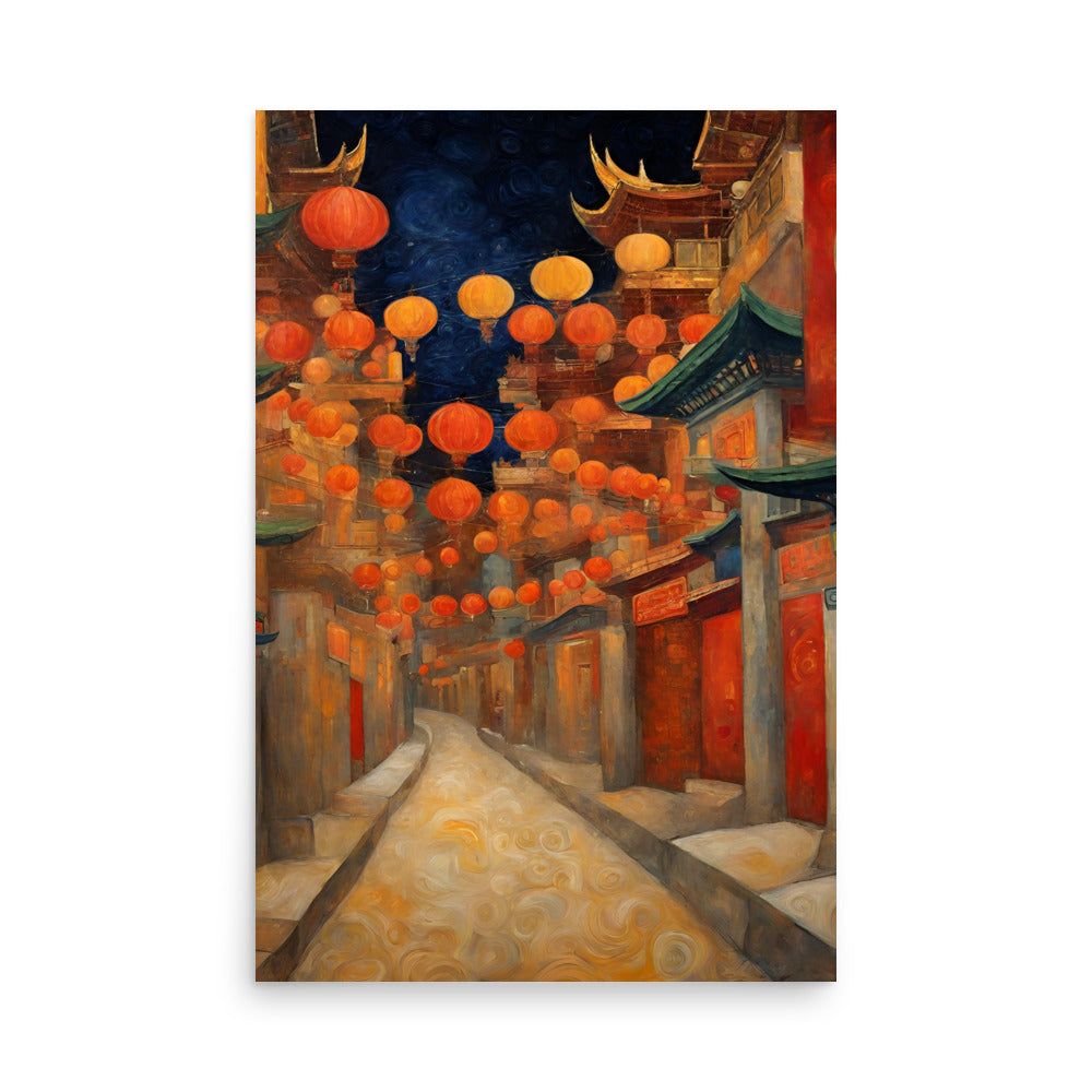 Lanterns at Night Poster