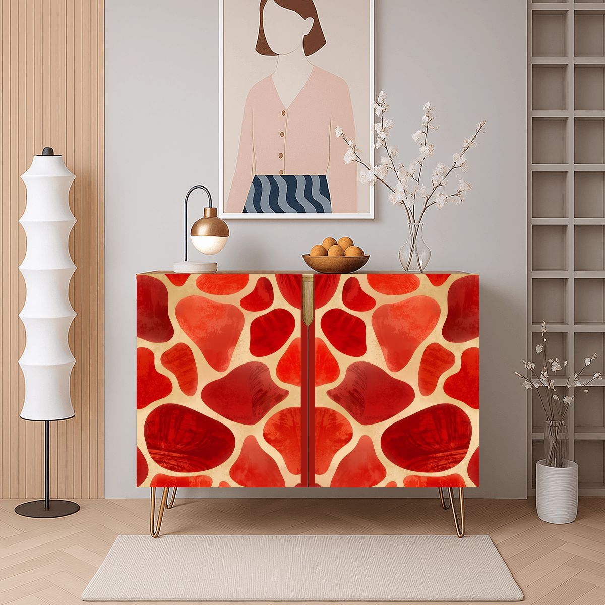 Red Giraffe Wooden Storage Cabinet (Made in USA)