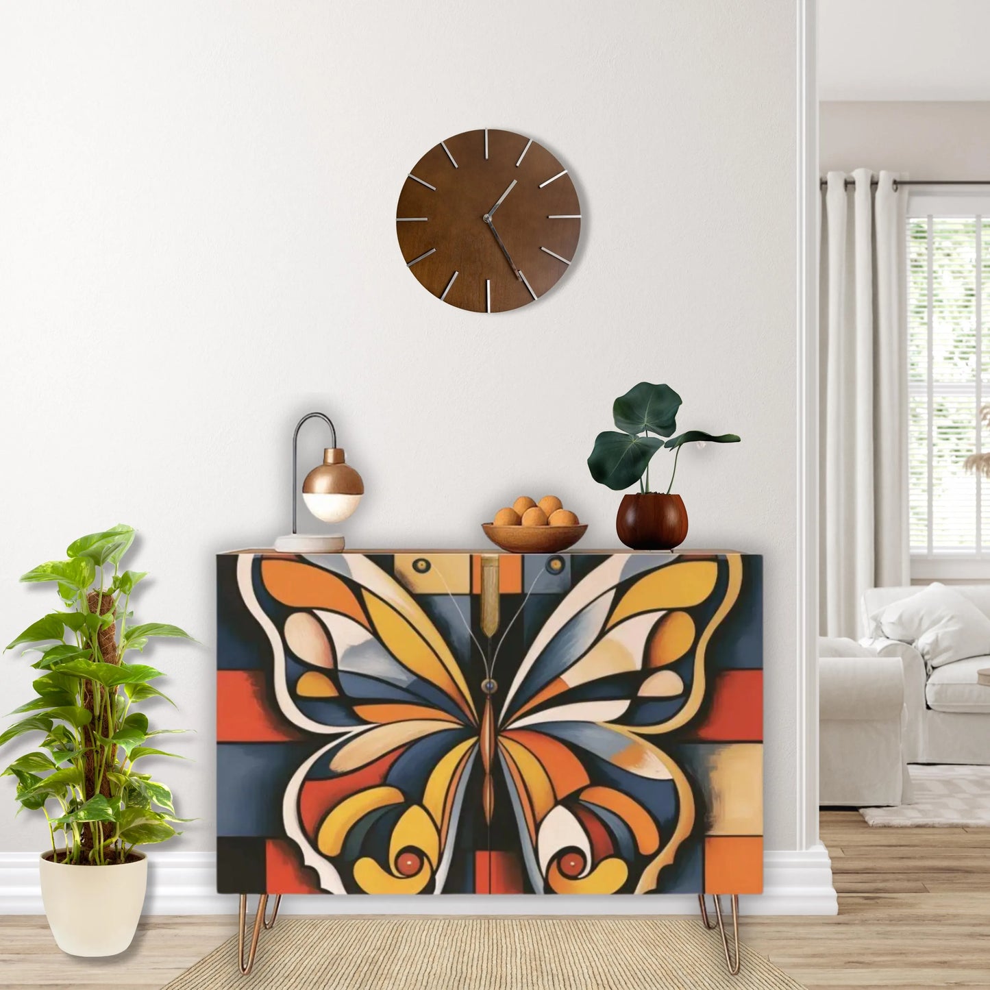 Modern Butterfly Wooden Storage Cabinet (Made in USA)