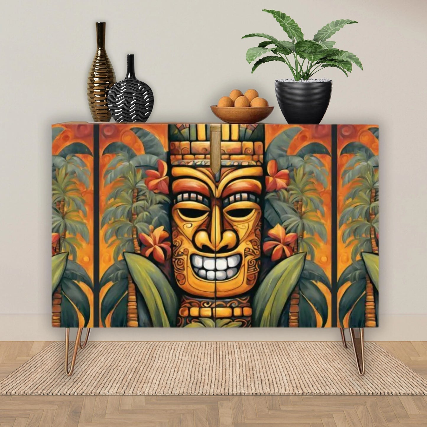 Tiki Art Wooden Storage Cabinet (Made in USA)