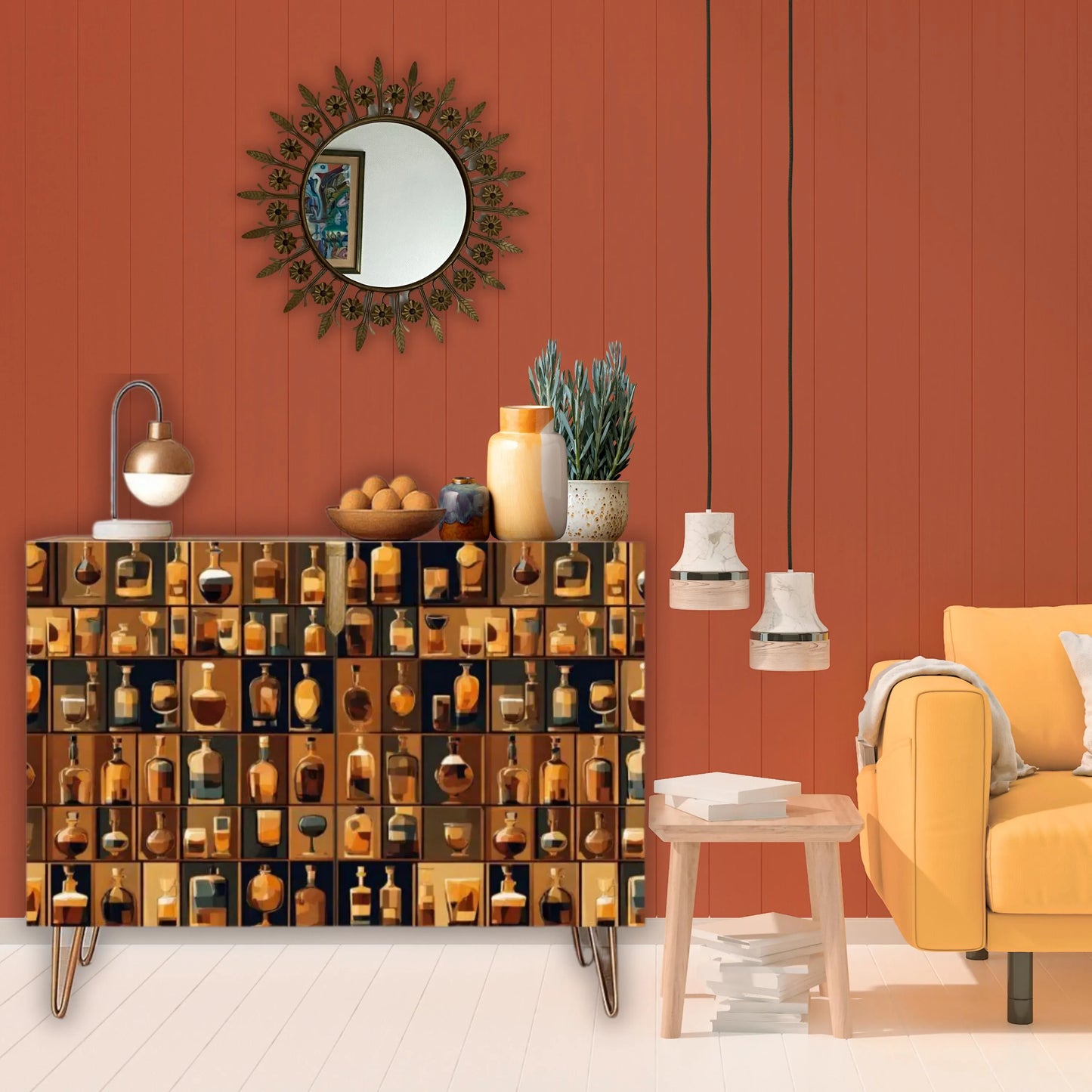 Bar Art Wooden Storage Cabinet (Made in USA)