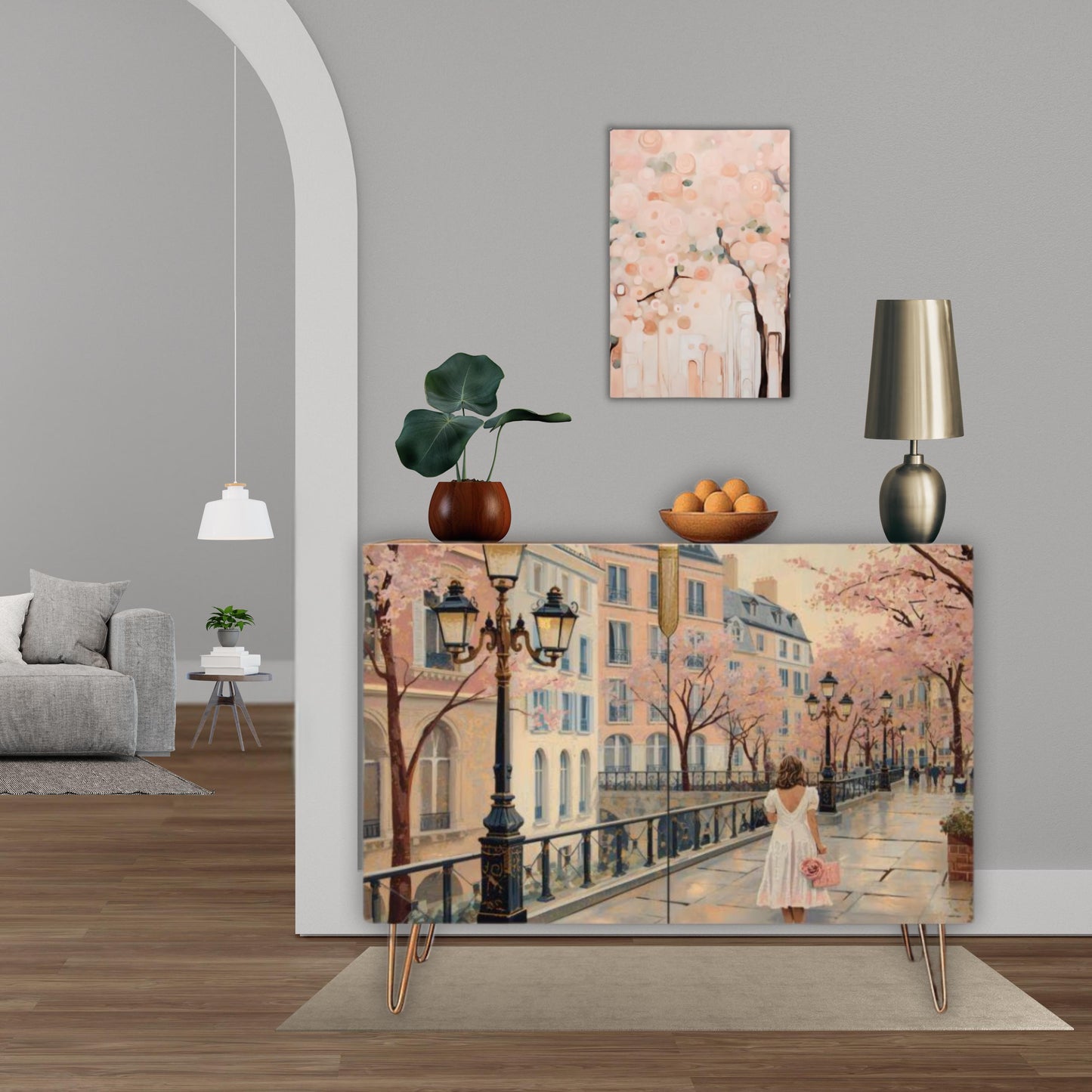 Paris Street Art Wooden Storage Cabinet (Made in USA)
