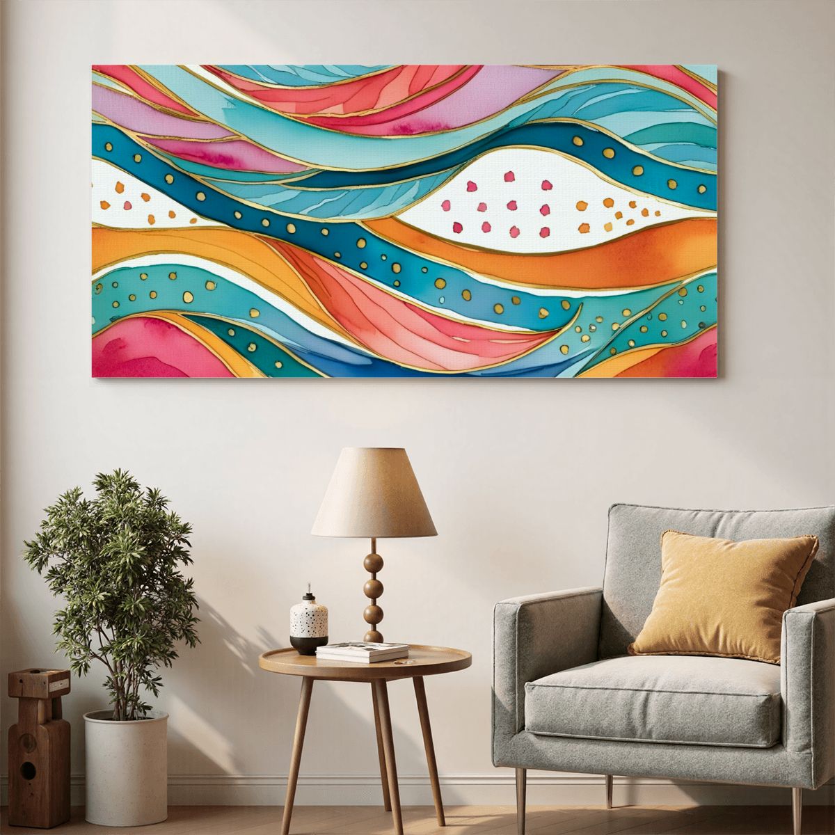 60" x 30" Printed Canvas Fabric Wall Art - No Frame (Made in USA)