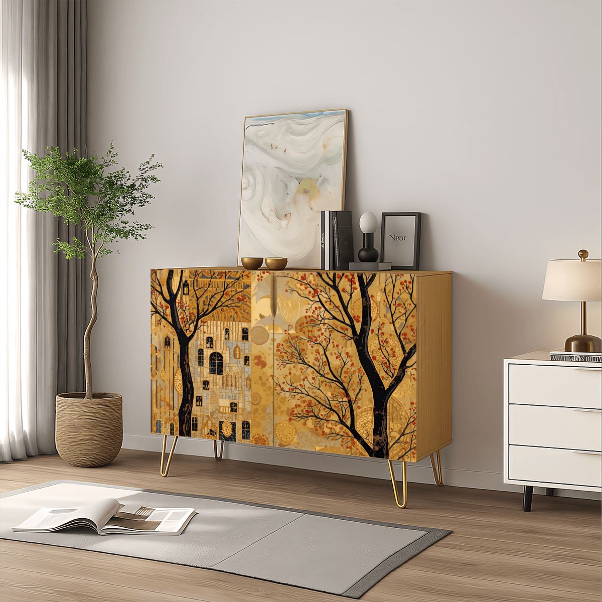 Parisian Art Modern Wooden Storage Cabinet (Made in USA)