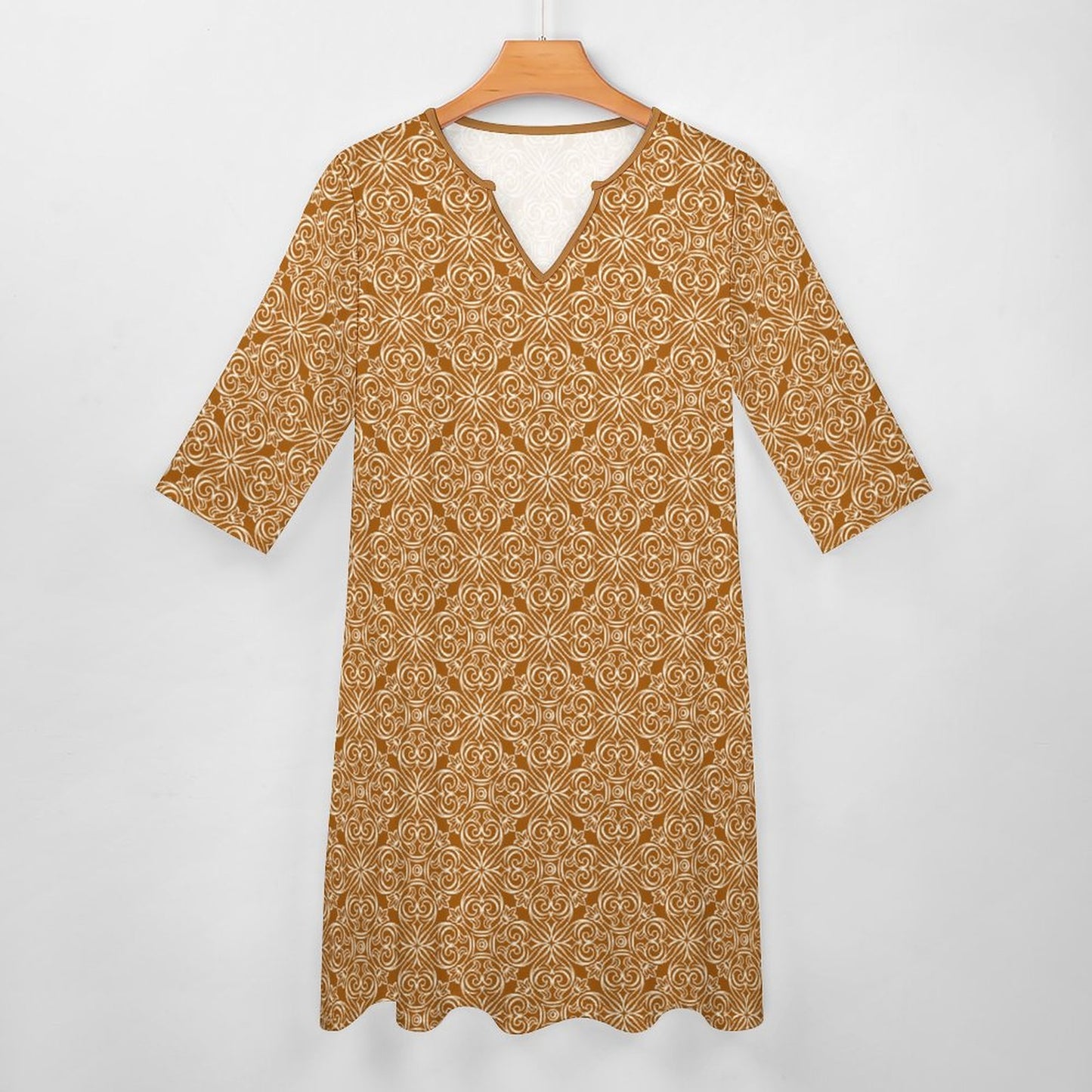 Addie V-neck 3/4 Sleeve Dress with Pockets