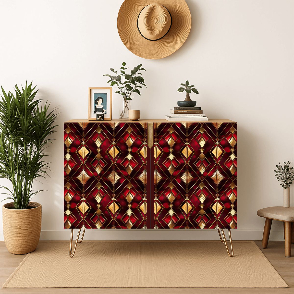 Geometric Wooden Storage Cabinet (Made in USA)
