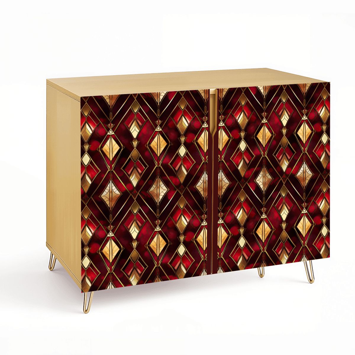 Geometric Wooden Storage Cabinet (Made in USA)