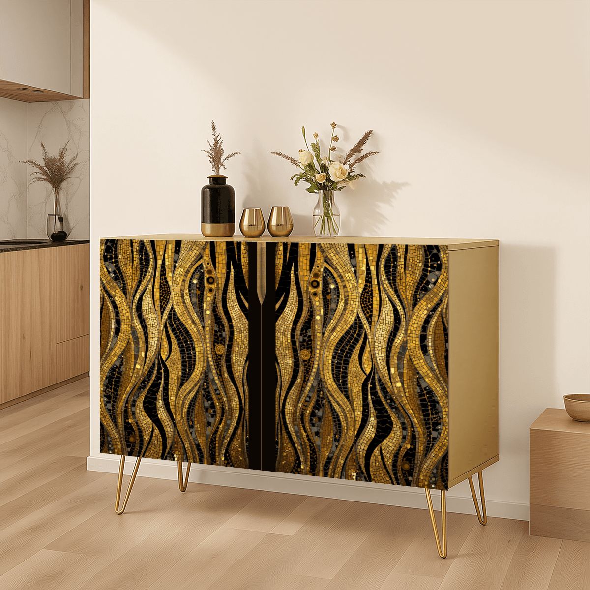 Mosaic Art Wooden Storage Cabinet (Made in USA)