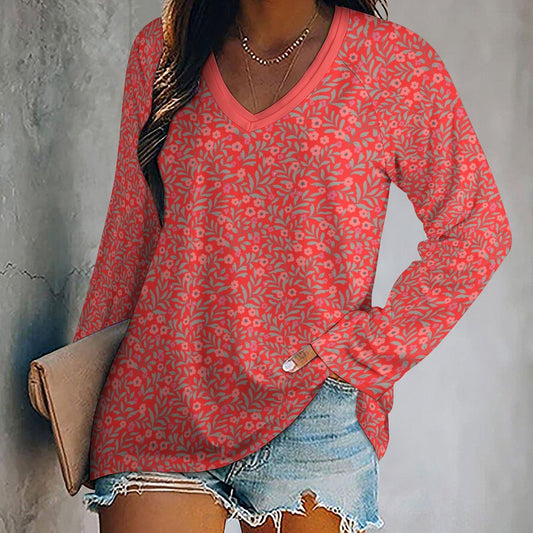 Creighton V-neck Loose Long Sleeve T-shirt