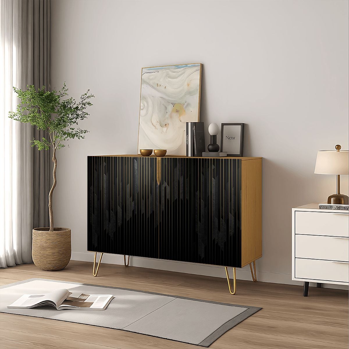 Black Modern Wooden Storage Cabinet (Made in USA)