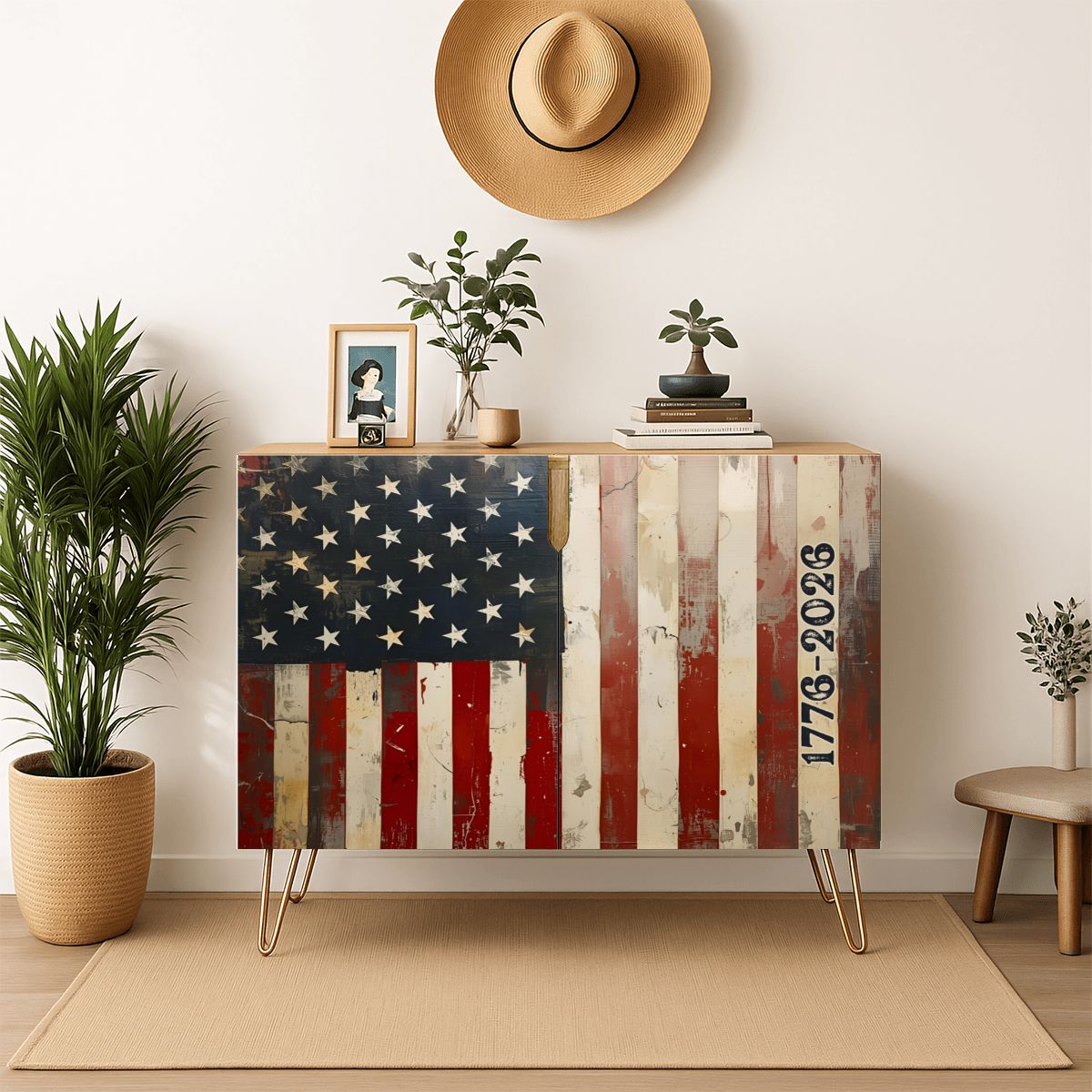 American Flag Wooden Storage Cabinet (Made in USA)