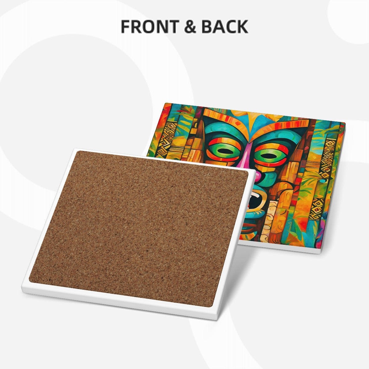 Tiki Fun Square Ceramic Coasters Set of 6