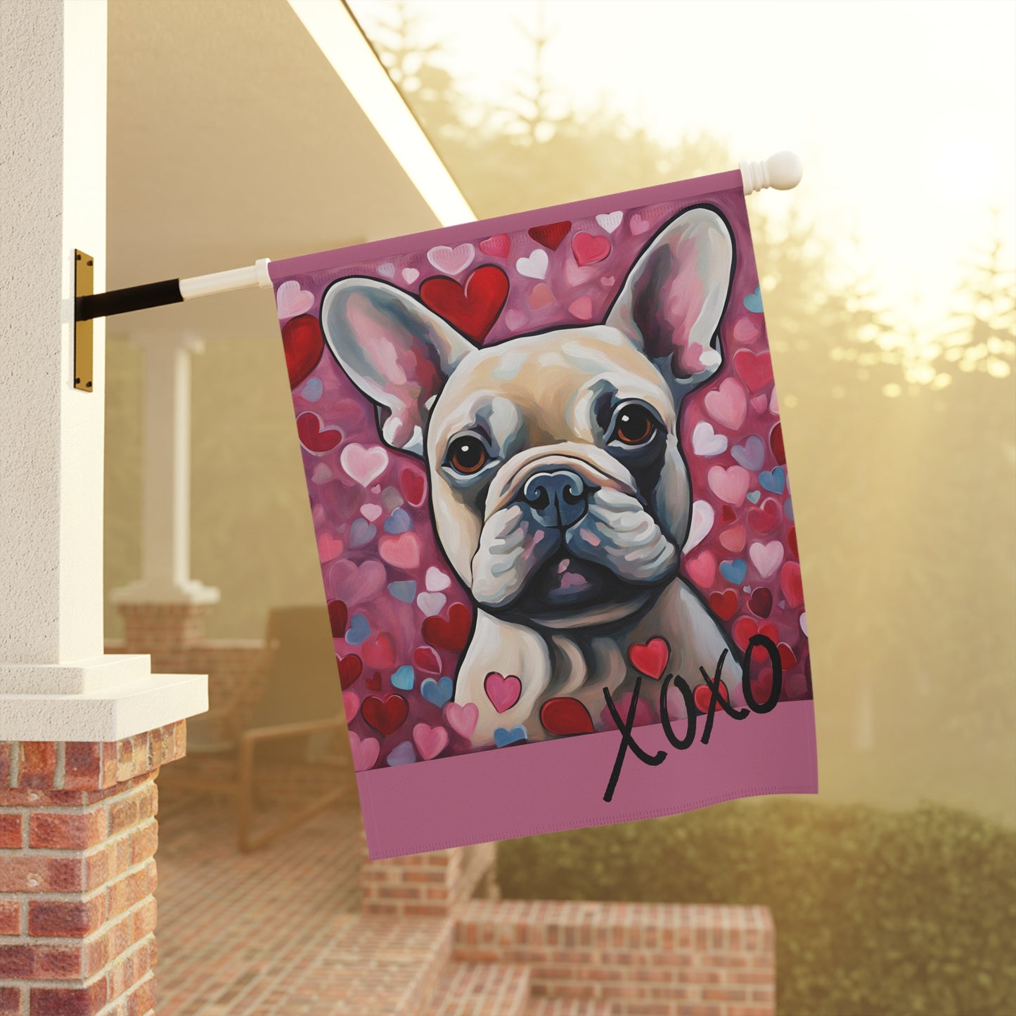 French Bulldog Valentine 2-Sided Garden & House Flag/Banner