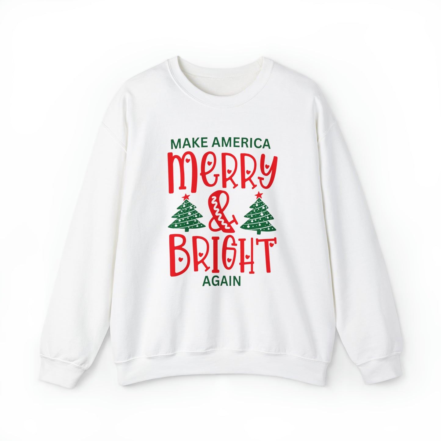 Happy Hearts Make America Merry & Bright Again Unisex Heavy Blend™ Crewneck Sweatshirt