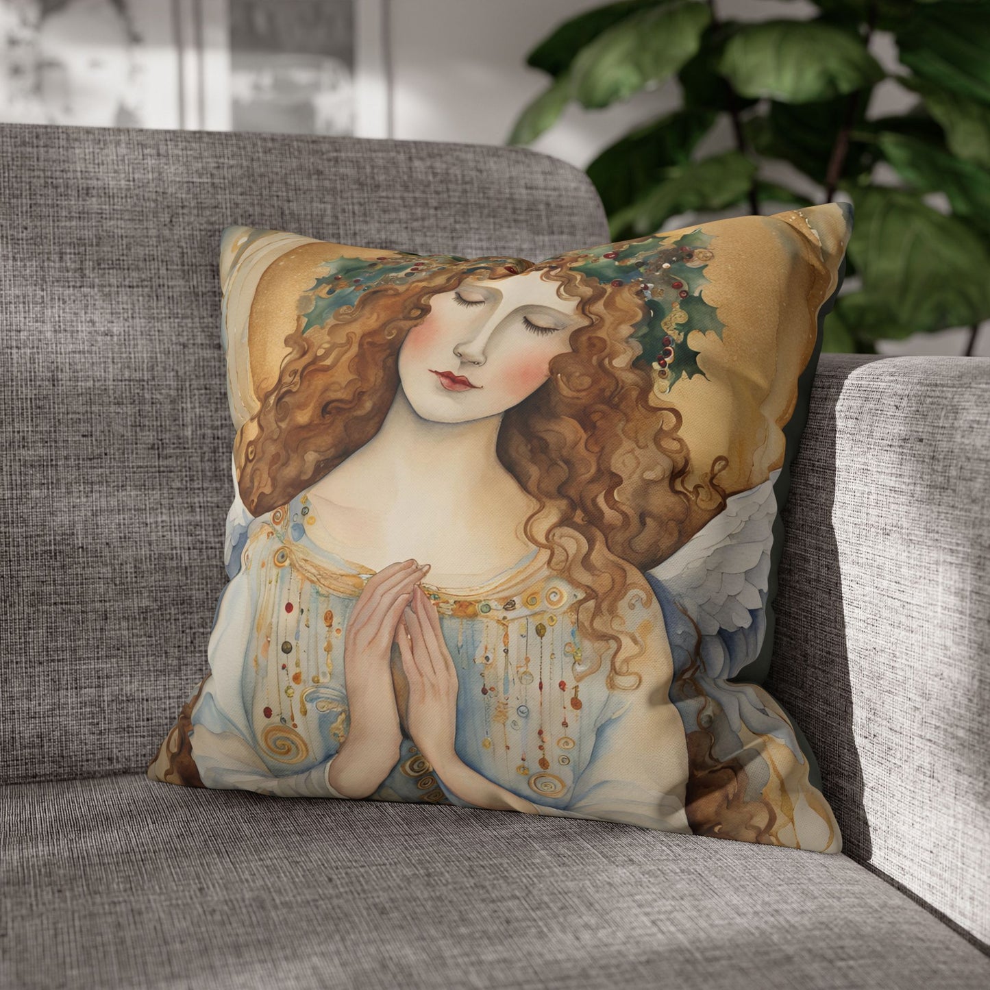 Guardian Angel Square Poly Canvas Pillowcase