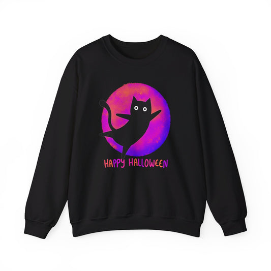 Pink Moon Black Cat Unisex Heavy Blend™ Crewneck Sweatshirt