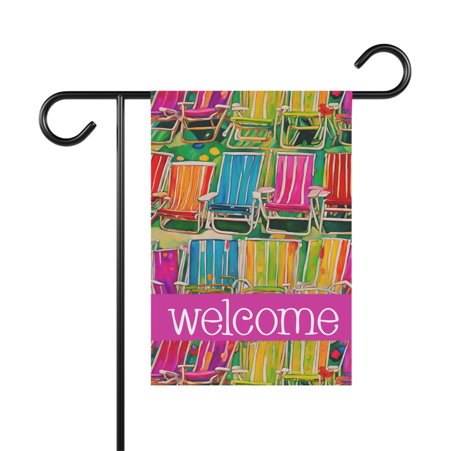 Beach Chairs Welcome 2-Sided Garden & House Flag/Banner