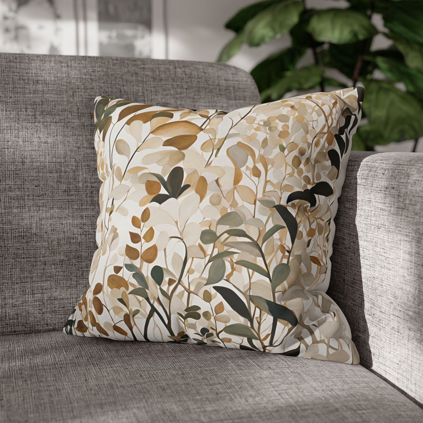 Butterfiled Floral Square Poly Canvas Pillowcase