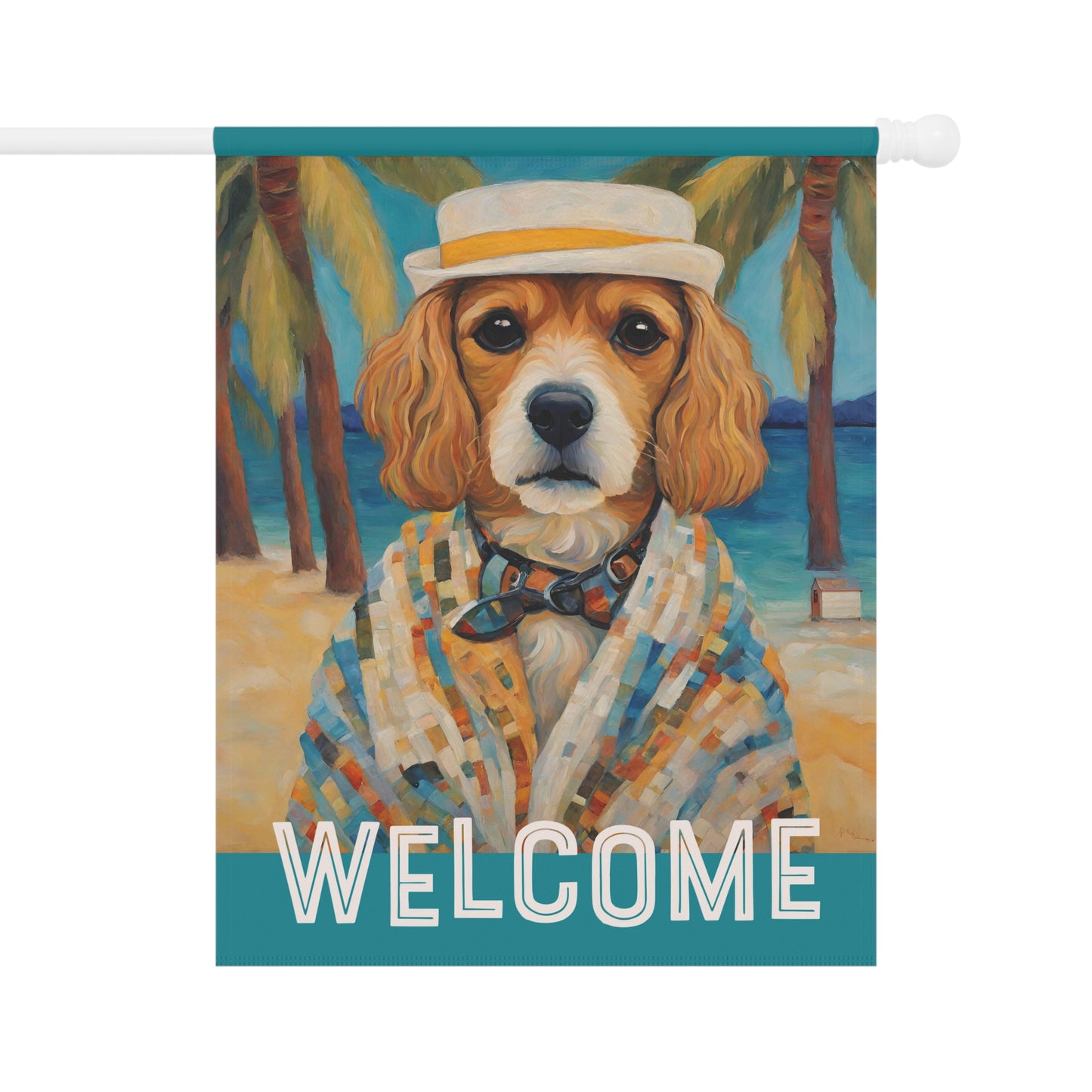 Beach Dog Welcome 2-Sided Garden & House Flag/Banner