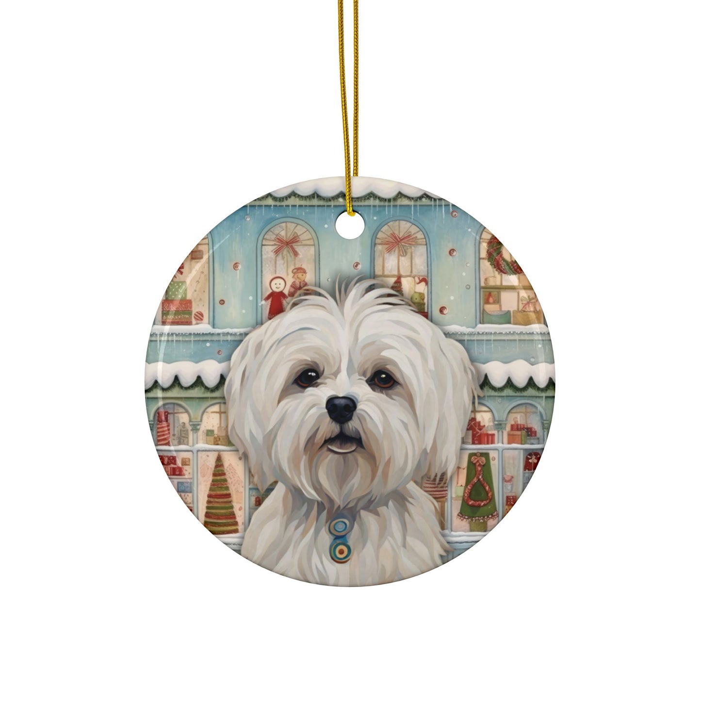 Maltese Christmas 3" Ceramic Ornaments, 2-Side Print, (1pc, 10pcs)