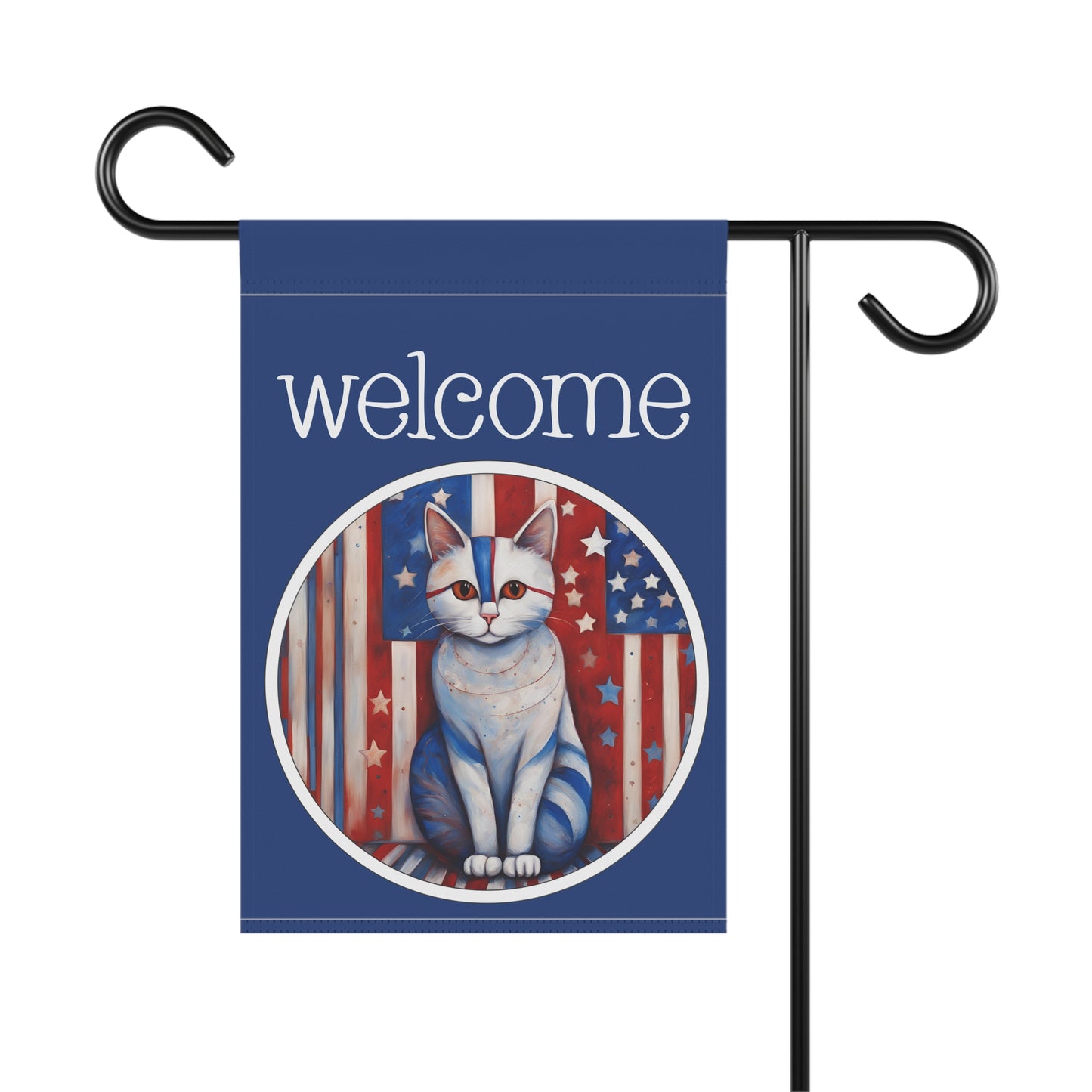 Patriotic Cat Welcome 2-Sided Garden & House Flag/Banner