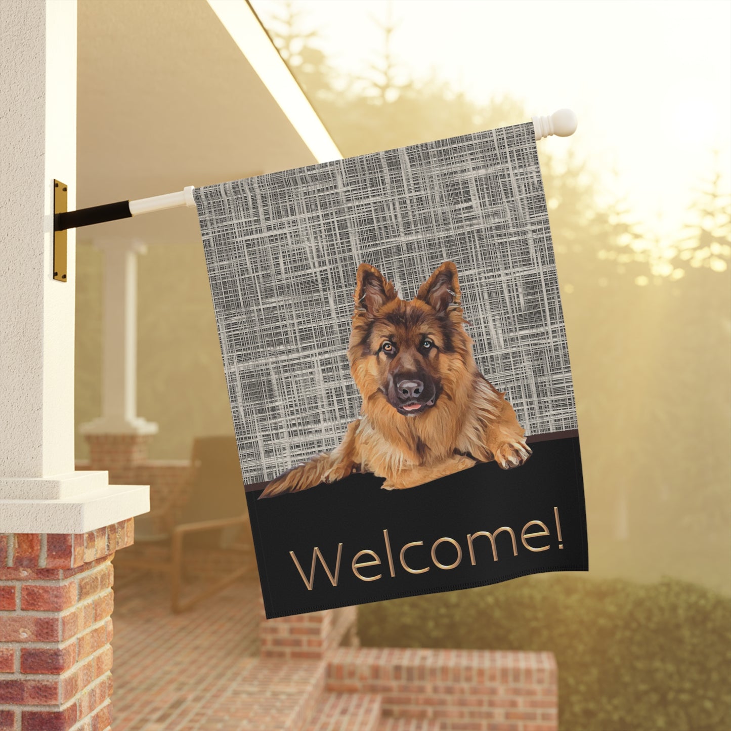 German Shepherd Welcome 2-Sided Garden & House Flag/Banner