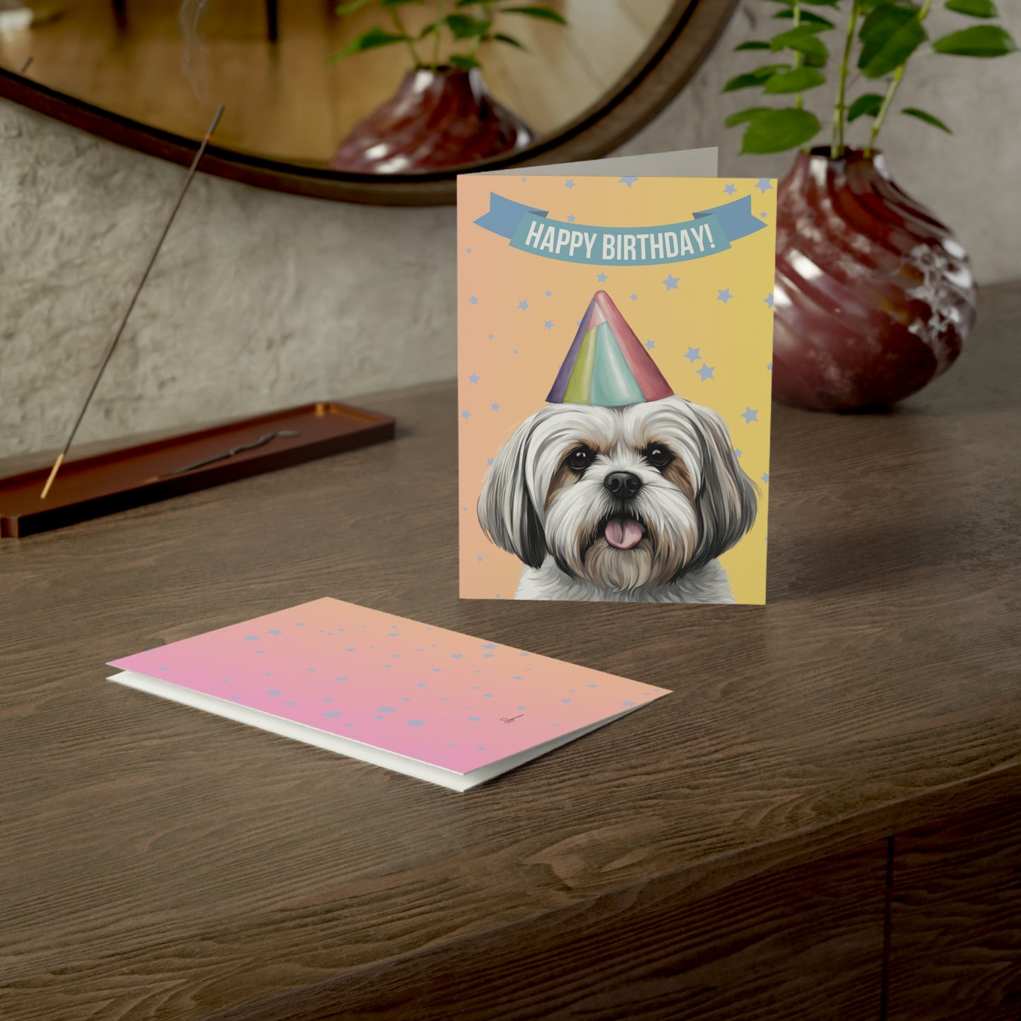 Lhasa Apso Happy Birthday 5 x 7 Greeting Cards (10 Pack)