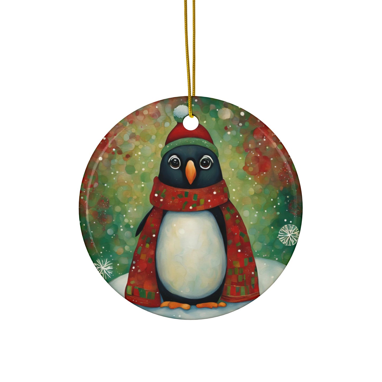 Christmas Penguin 3" Ceramic Ornaments, 2-Side Print, (1pc, 10pcs)