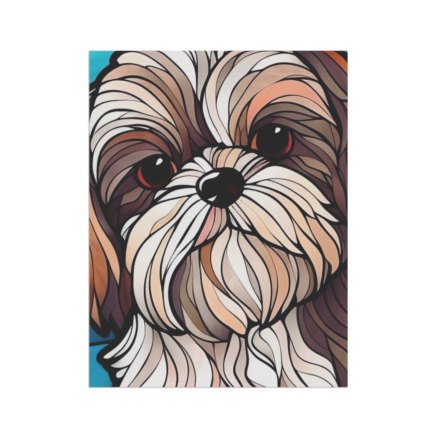 Shih Tzu Face Stained Glass Look 2-Sided Garden & House Flag/Banner