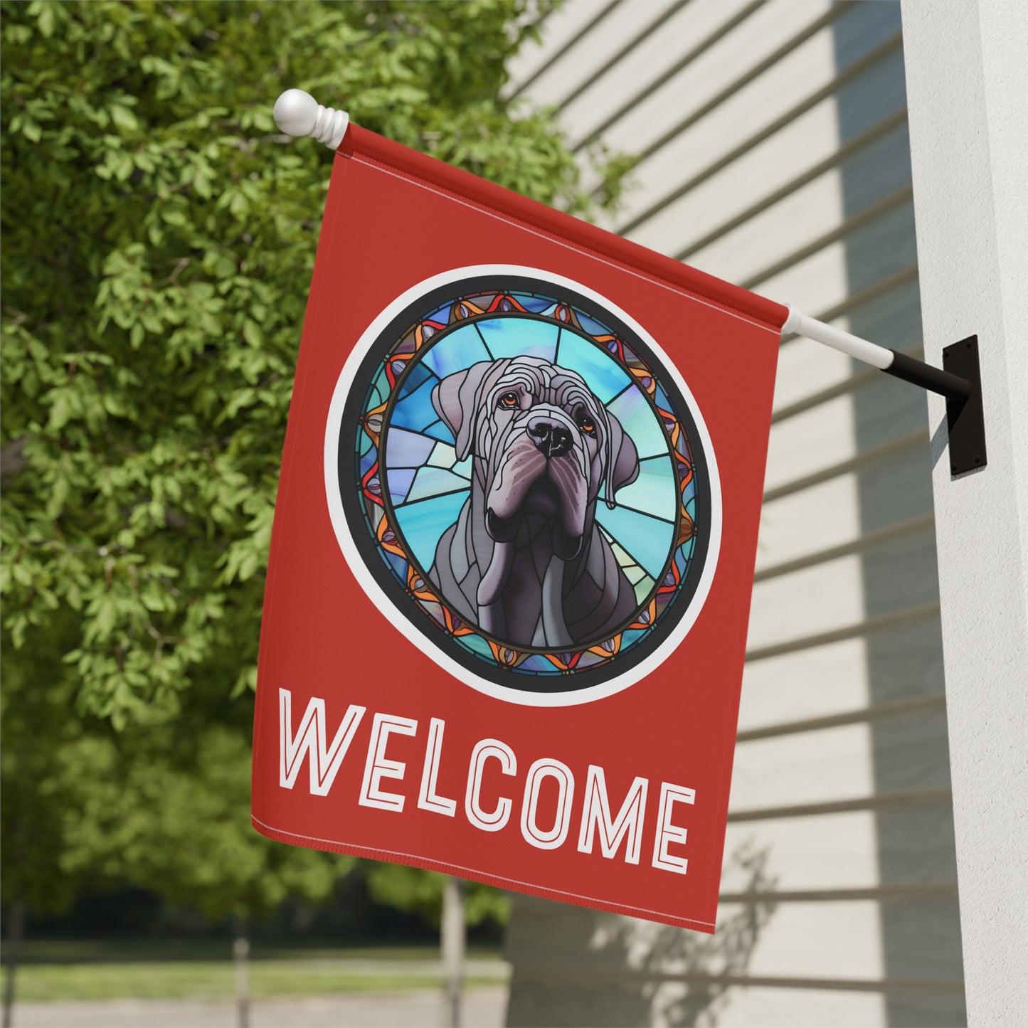Neapolitan Mastiff Welcome 2-Sided Garden & House Flag/Banner