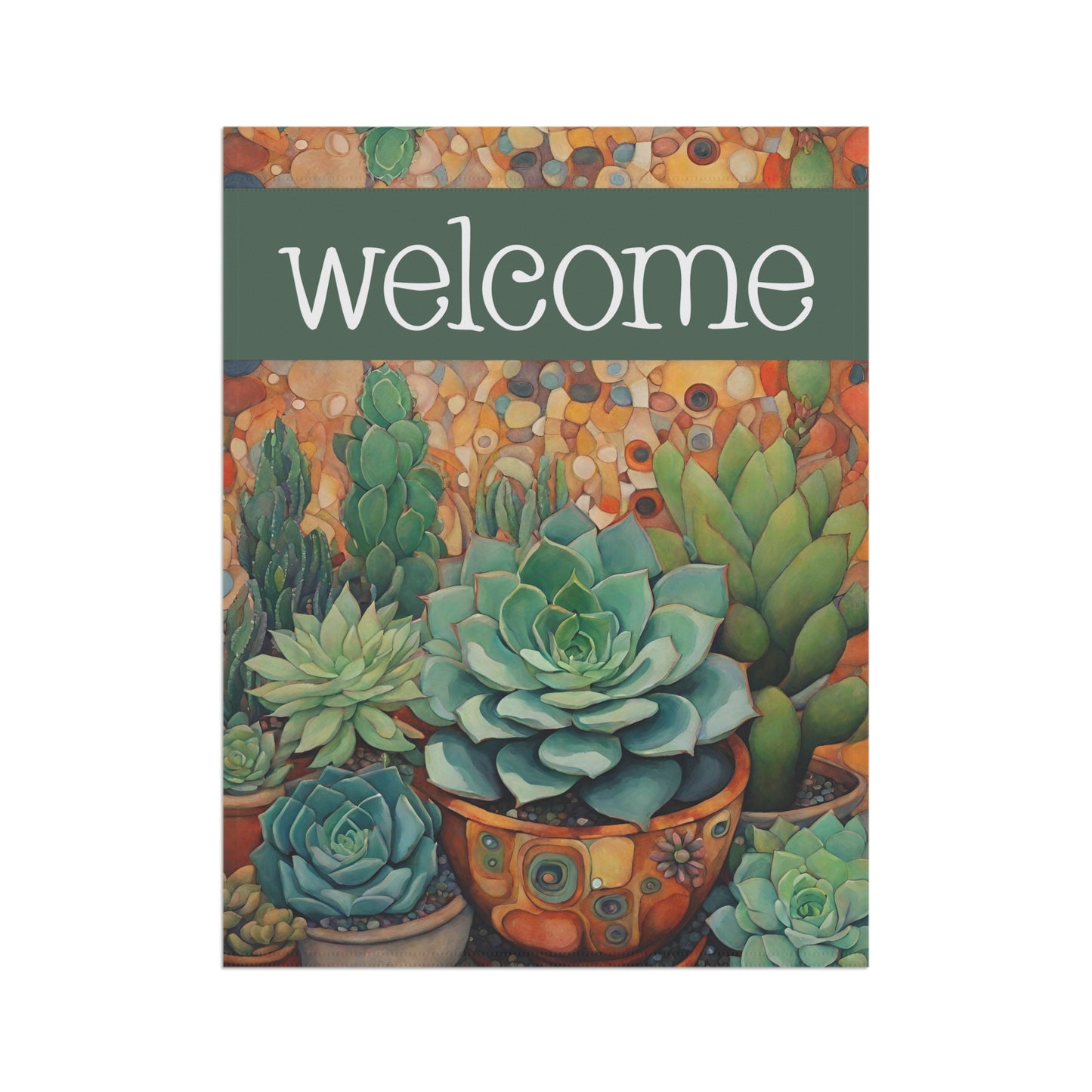 Succulents Welcome 2-Sided Garden & House Flag/Banner