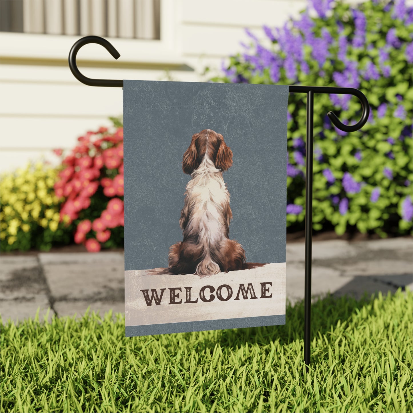 English Springer Spaniel Welcome 2-Sided Garden & House Flag/Banner