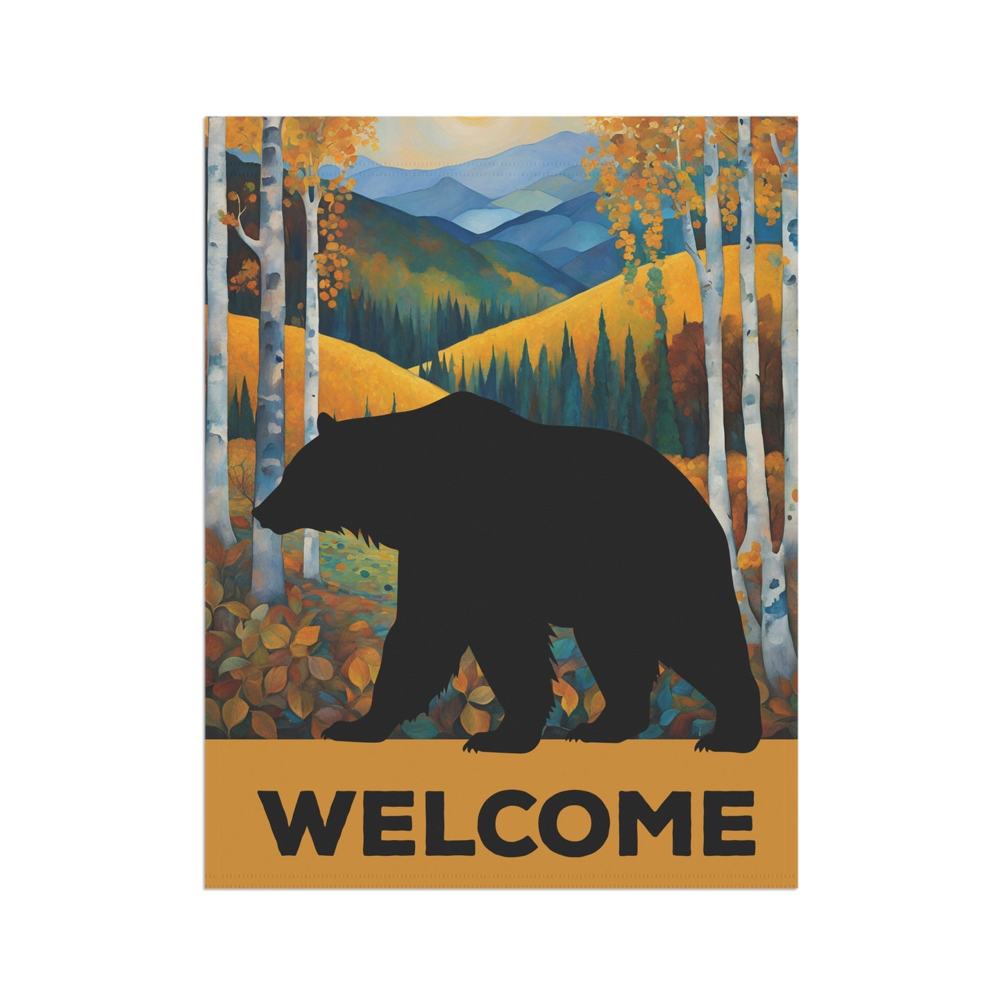 Grizzly Bear Silhouette Welcome 2-Sided Garden & House Flag/Banner