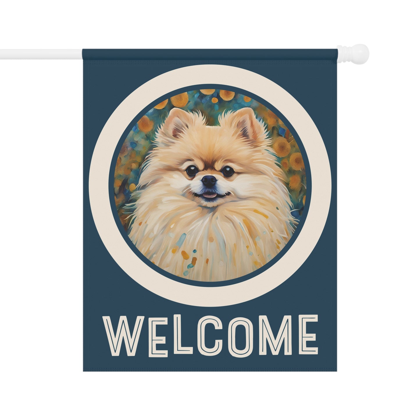 Pomeranian Welcome 2-Sided Garden & House Flag/Banner