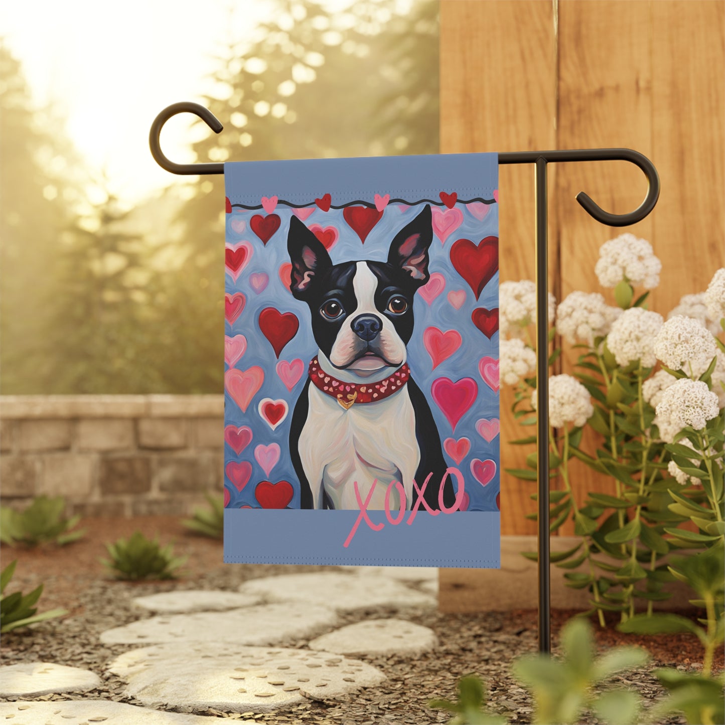 Boston Terrier Valentine 2-Sided Garden & House Flag/Banner