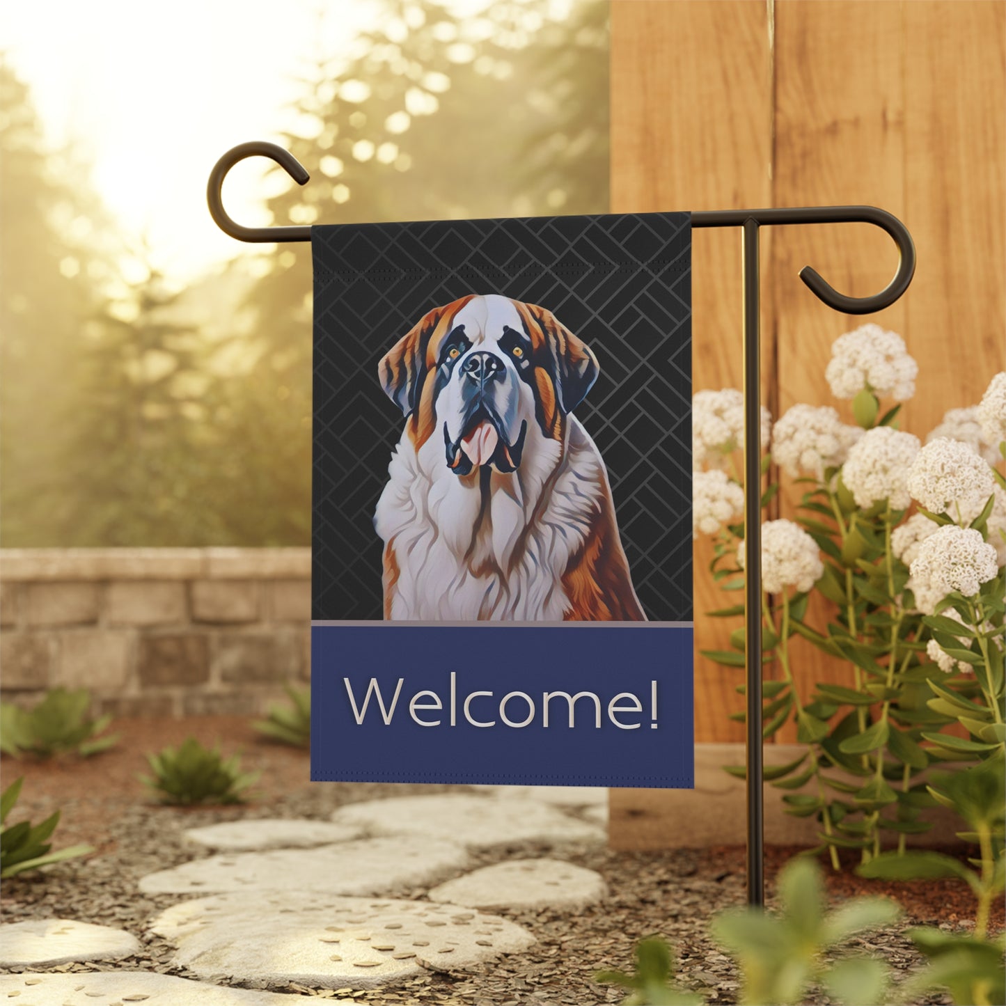 Saint Bernard Welcome 2-Sided Garden & House Flag/Banner