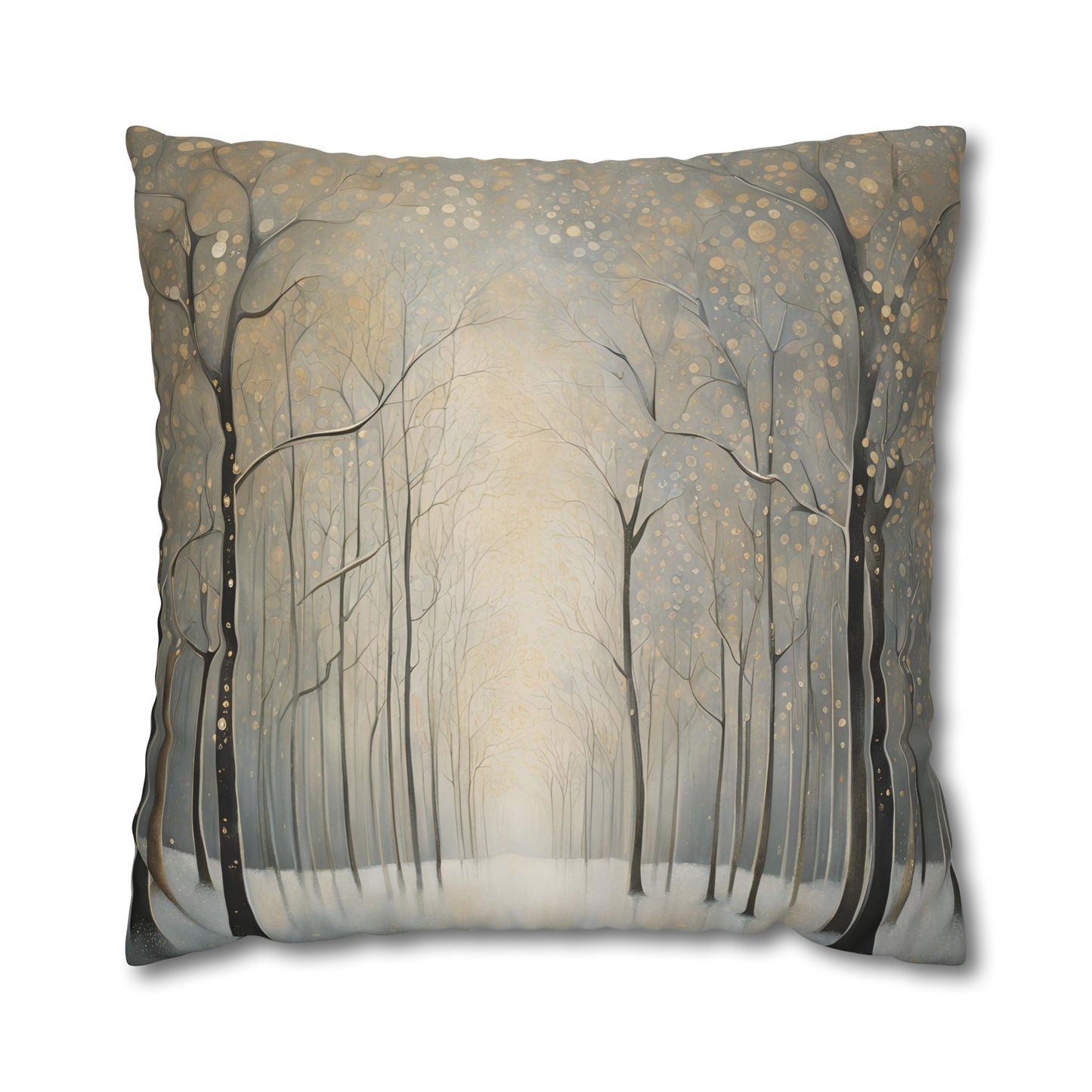 Trees in the Mist Square Poly Canvas Pillowcase