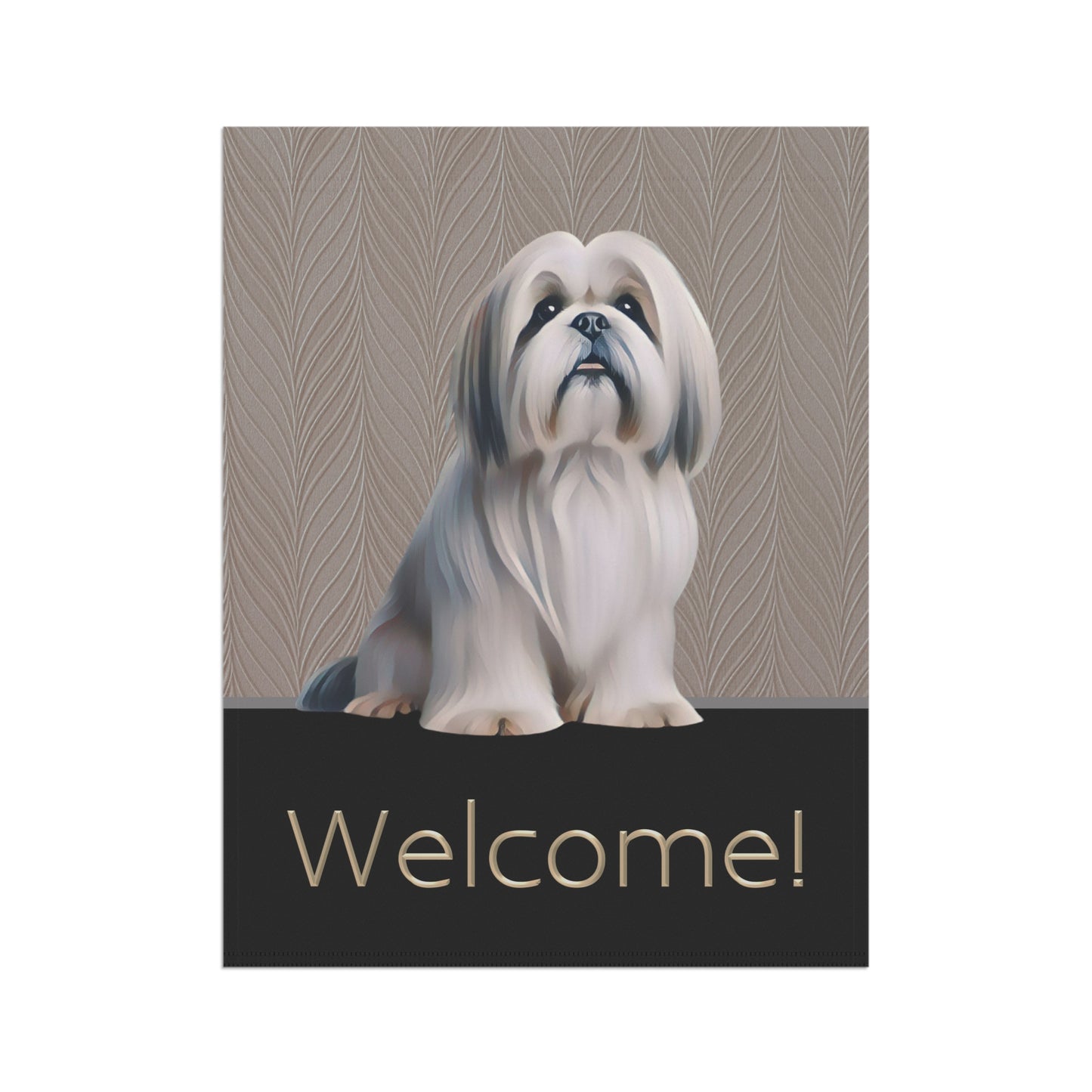 Lhasa Apso Welcome 2-Sided Garden & House Flag/Banner