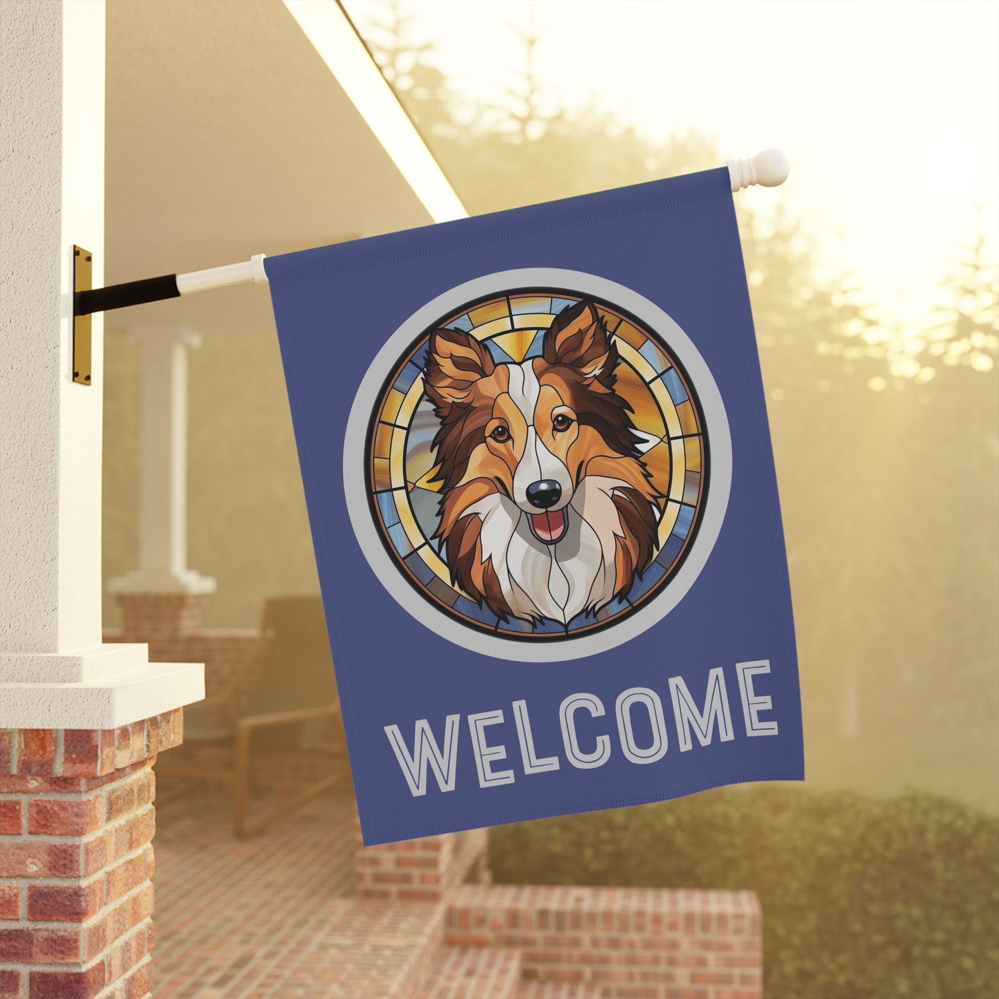 Shetland Sheepdog Welcome 2-Sided Garden & House Flag/Banner