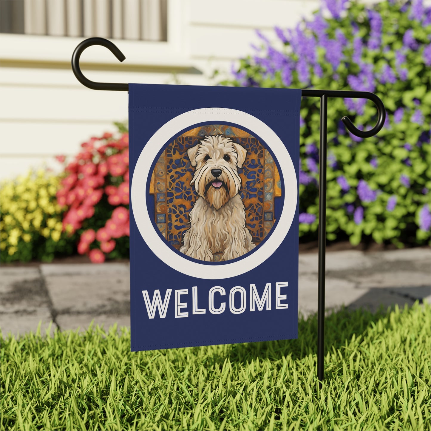 Wheaten Terrier Welcome 2-Sided Garden & House Flag/Banner