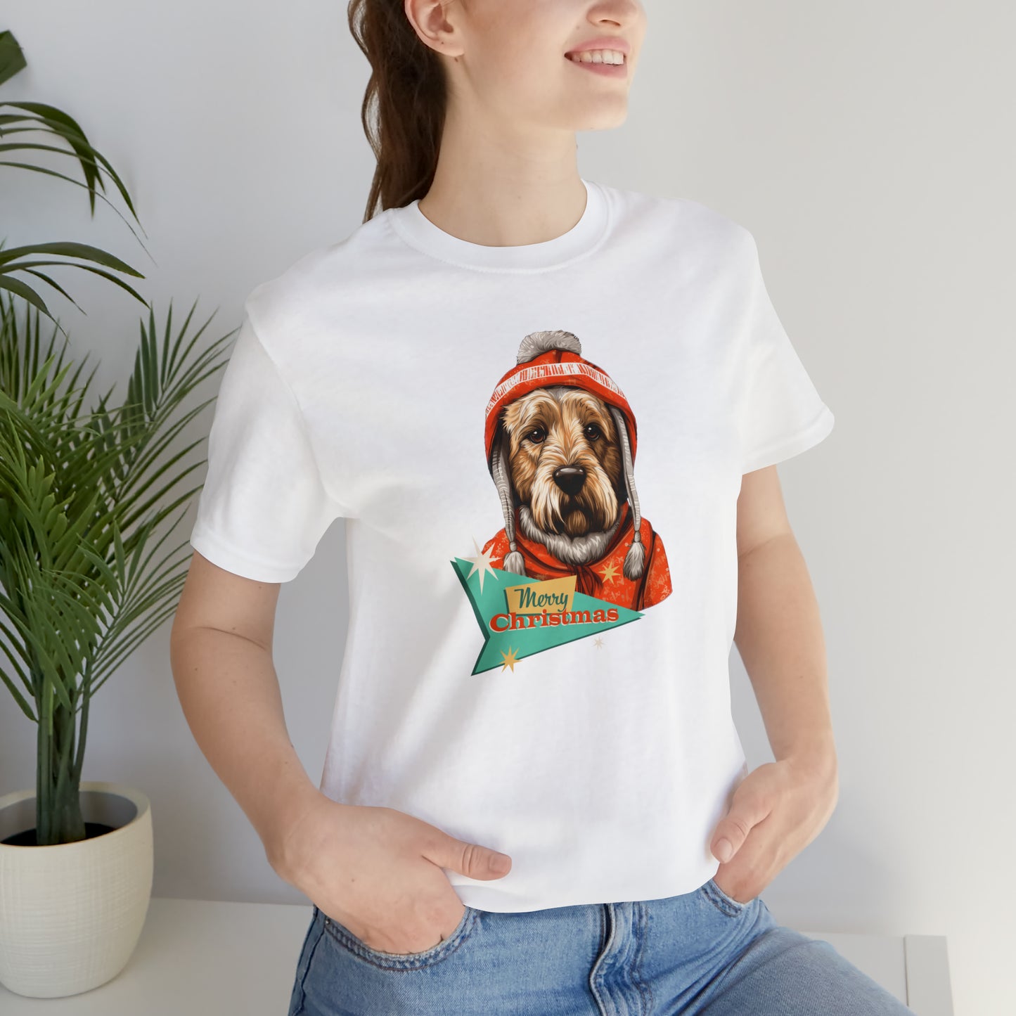 Soft Coated Wheaten Terrier Retro Merry Christmas Unisex Jersey Short Sleeve Tee