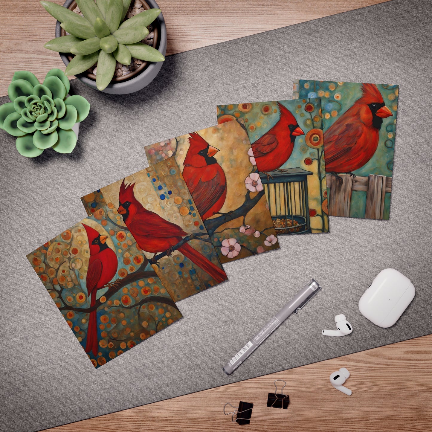 Cardinal Greeting Cards- Blank Inside (5-Pack)