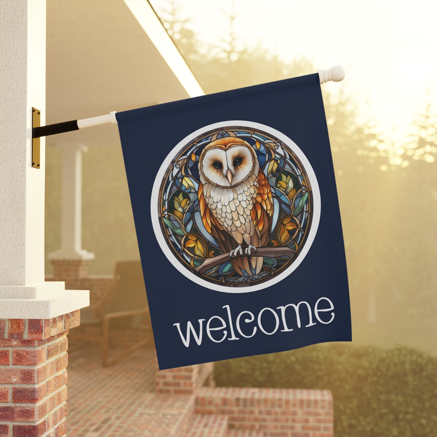 Barn Owl Welcome 2-Sided Garden & House Flag/Banner