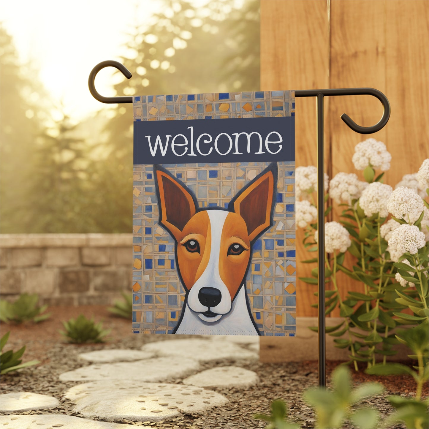 Derby the Dog Welcome 2-Sided Garden & House Flag/Banner