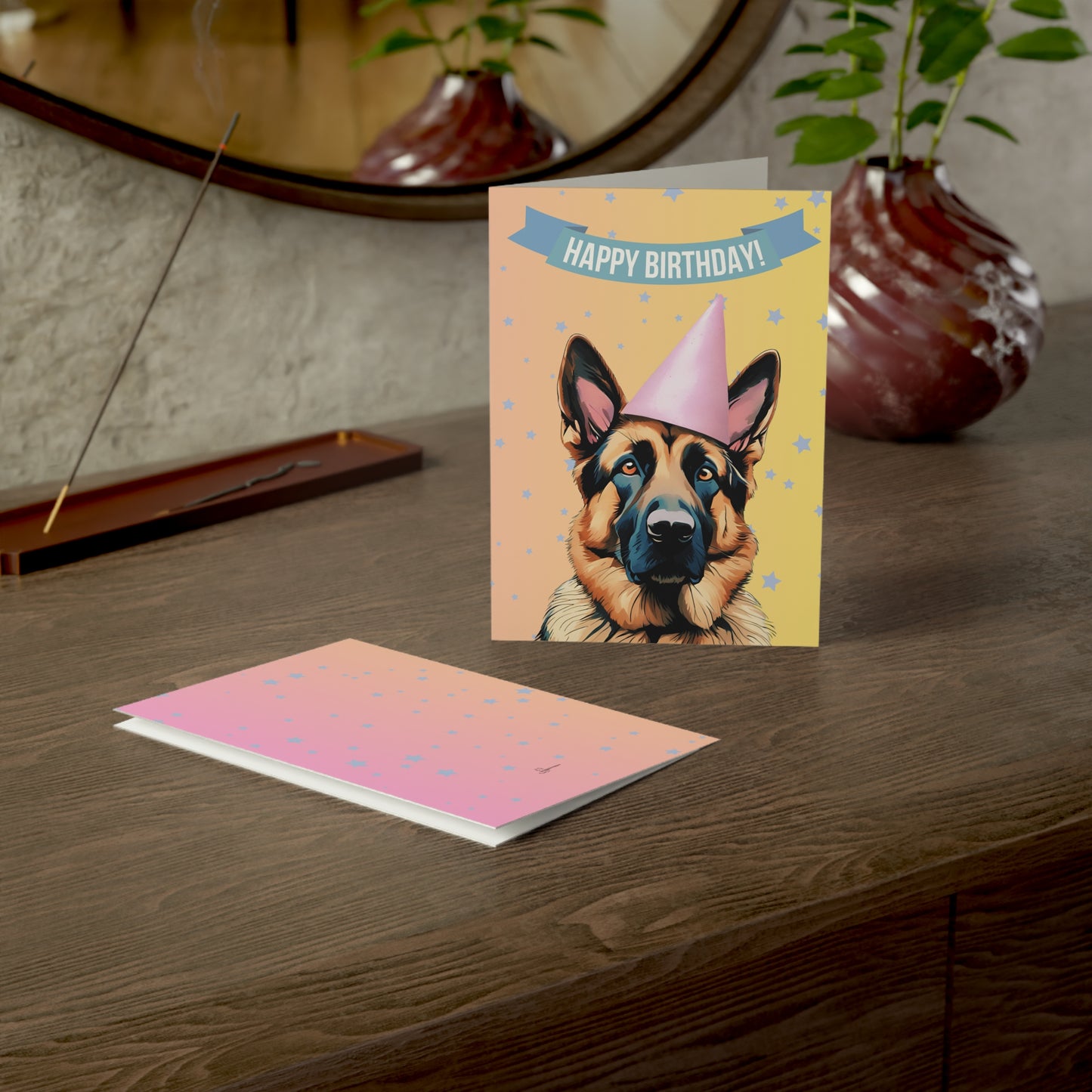 German Shepherd Happy Birthday 5 x 7 Greeting Cards (10 Pack)