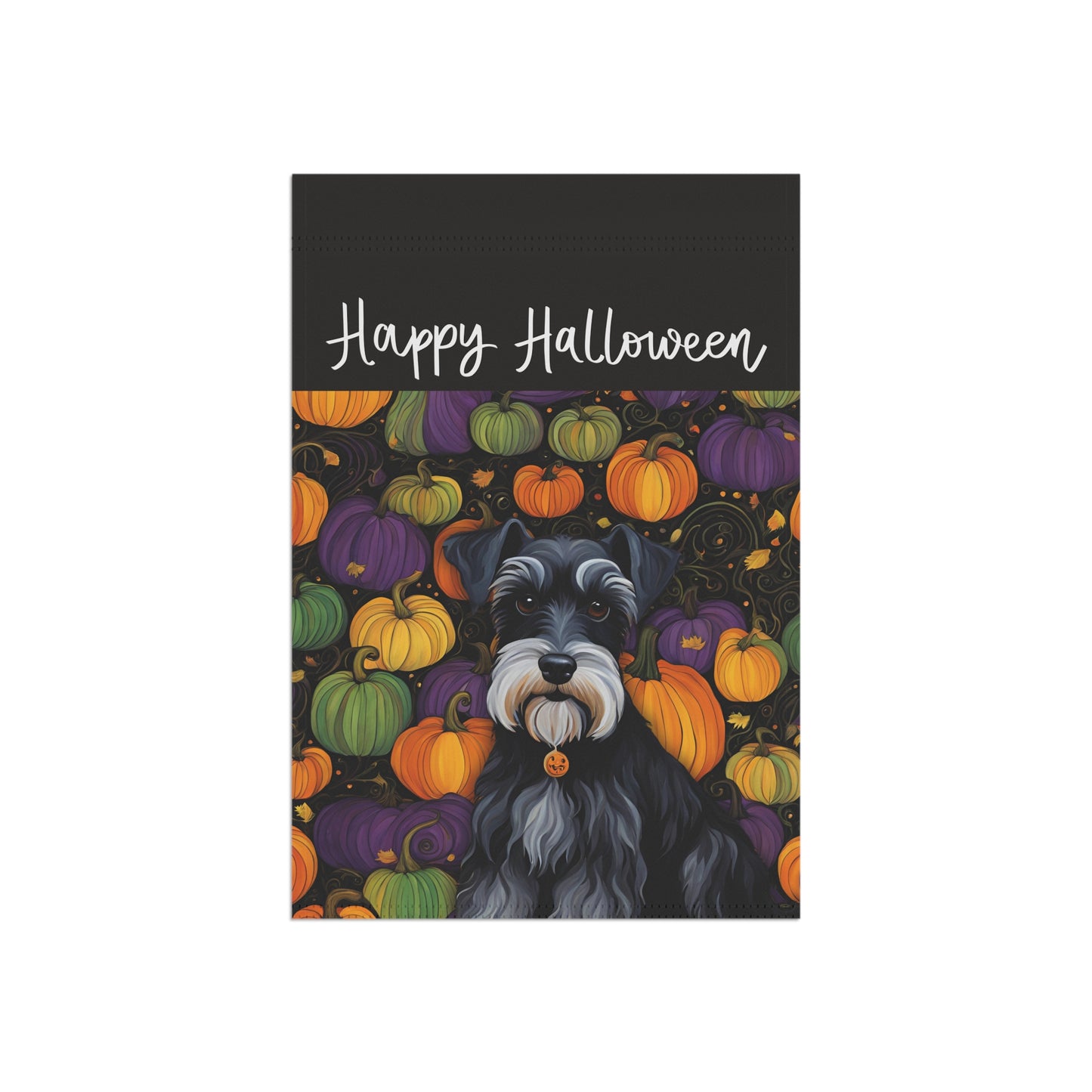 Miniature Schnauzer Happy Halloween 2-Sided Garden & House Flag/Banner