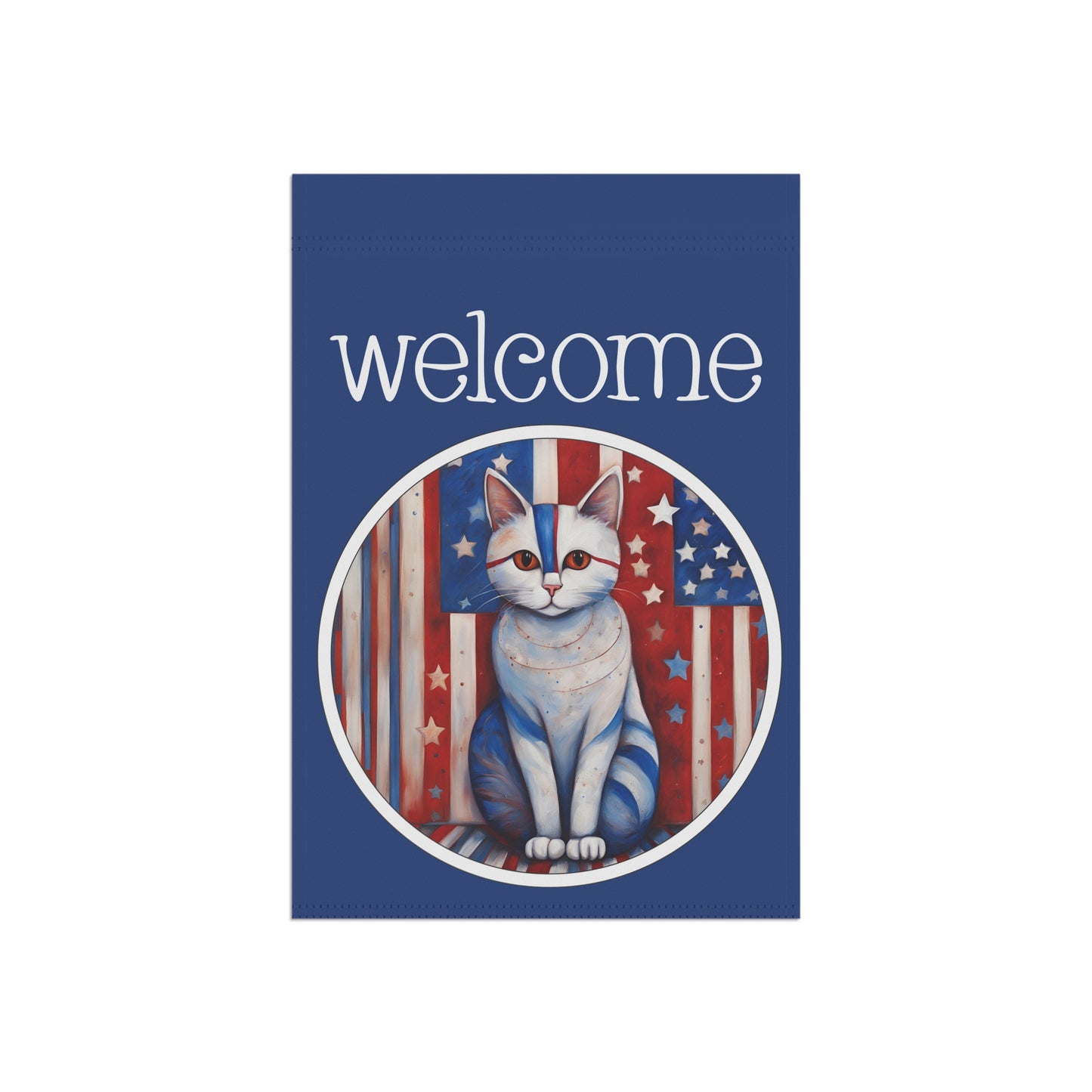 Patriotic Cat Welcome 2-Sided Garden & House Flag/Banner