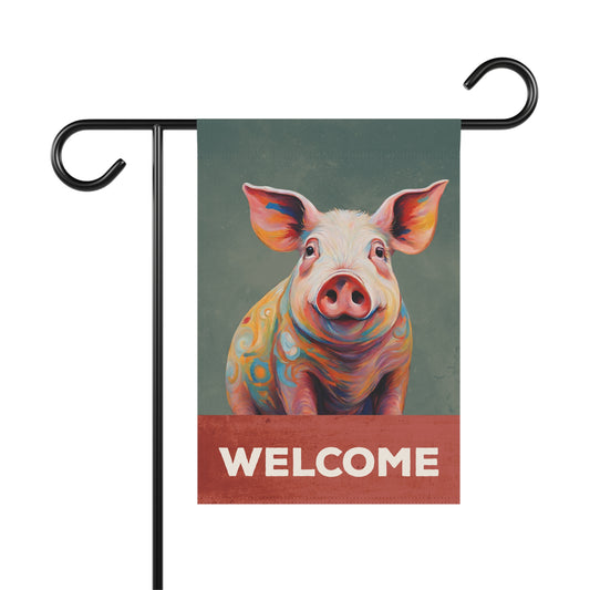 Pig Welcome 2-Sided Garden & House Flag/Banner